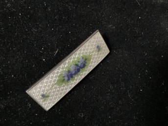 Vintage Sterling Silver Enamel Floral Brooch