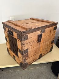 Great Cage Front Antique Shipping Crate Marked London Iron Trim Work