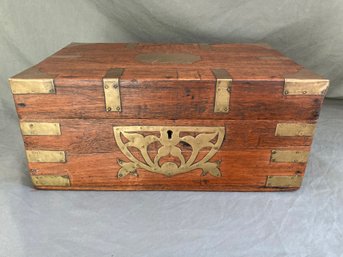 Antique Wood And Brass Cash Box And Organizer 17in X 11in X 8in