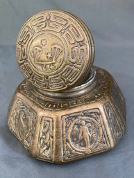Tiffany Studios New York Zodiac Bronze Dore Large Inkwell