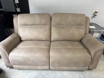 Power Reclining Loveseat Feels Like Leather Easy Wipe Clean Material Comfortable