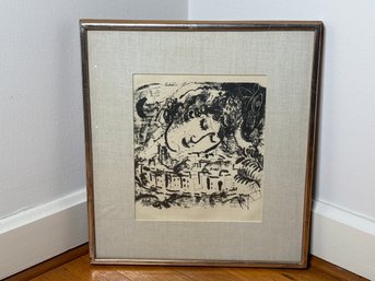 Vintage Chagall 'The Village' 1967 Original Lithograph With COA