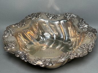 Large Vintage 13 Inch Sterling Silver Floral Design Centerpiece Bowl