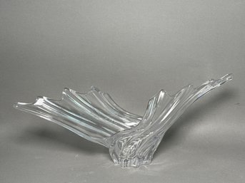 Vintage 1950s Art Vannes Swirl Pattern Crystal Vase