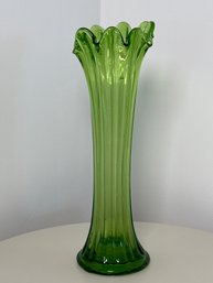 Vintage Green Swung Glass Vase