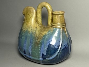 Unique Beautiful Pottery With Blue Glaze Finish
