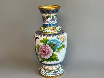 Beautiful Vintage Cloisonne Floral Design Vase