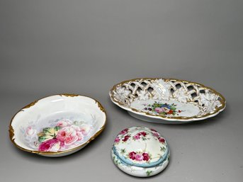 Vintage Limoges Decorative Floral Design Bowl & More