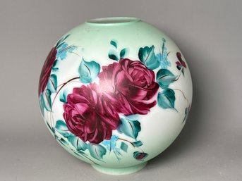 Beautiful Vintage Hand Painted Floral Design Lamp Globe Shade