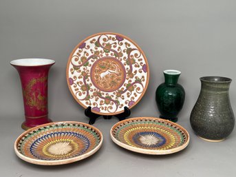 Vintage Bonis Pottery Athenian Odyssey Plate, Chelsea House Vase, Signed Vase & More