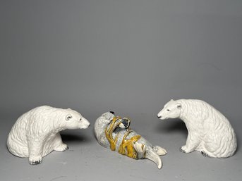 The GH Cook Company Otter & Ceramic Alaskan Polar Bear Figures