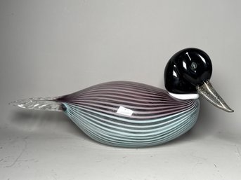 Italian Murano Art Glass Signed Duck Figurine