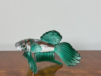 Swarovski Crystal Green Siamese Fighting Fish Figure
