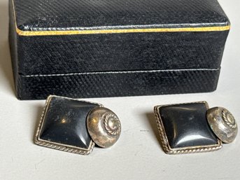 Vintage 325 Silver & Black Onyx Cuff Links
