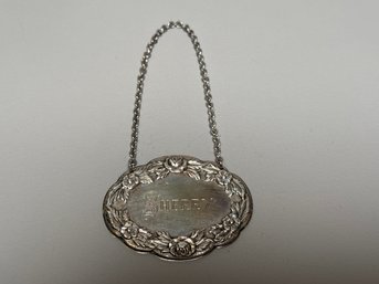 Antique S Kirk & Son Sterling Silver Engraved Sherry Liquor Collar Decanter Tag
