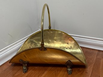 Vintage Brass Clawfoot Log Holder