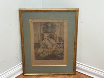 Antique 1890 Etching By William Henry Boucher After Walter D Sadler 'Darby & Joan', Titled 'Same To You Dear'
