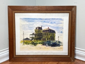A Vintage 1940 Tom O Hara Watercolor Print Of Block Island Home