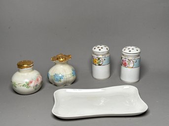 Vintage Limoges Tray And Bavaria & Japanese Salt & Pepper Shakers