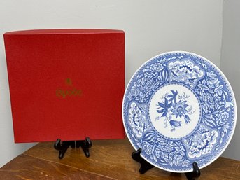 Vintage Spode Blue & White Floral Design Plate With Box