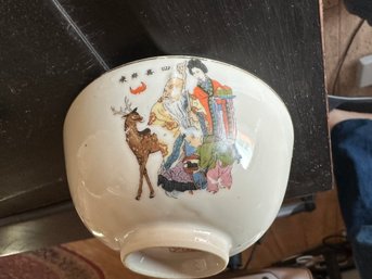 Three Vintage Chinese Porcelain Bowls And One Teapot