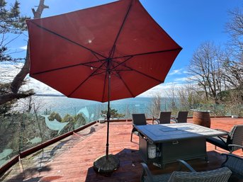 Large Frontgate Umbrella With Base