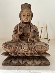 Hand Carved Wooden Kwan Yin Statue