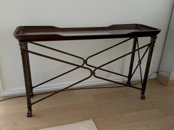 Regency Style Console Table Featuring Leather And Glass
