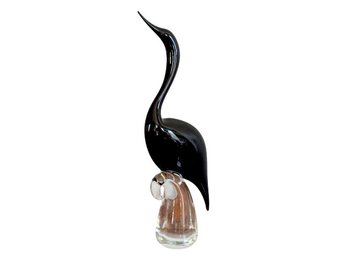 A Beautiful Murano Glass Heron Handcrafted By A Master Glassmaker In Venice