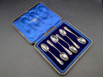 A Cased Set Of  6  Antique (1898) Sterling Silver Spoons