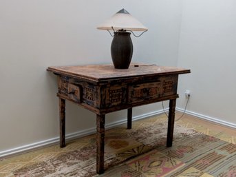 Lillian August Shabby Chic Drawleaf Table W/ Distressed Finish & Colorful Patinas