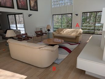 Luxurious Leather Couch- One Of A Pair ('B' In Photo)
