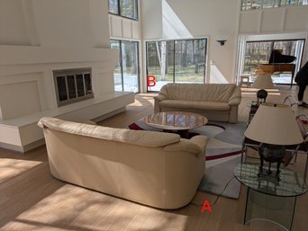 Impressive Leather Couch- One Of A Pair ('A' In Photo)