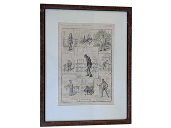 Antique Satirical Print Depicting Tramps From Harpers Weekly, 1878