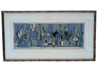 Signed Limited Edition Mid-Century Abstract Woodcut/linocut By Jane Geayer