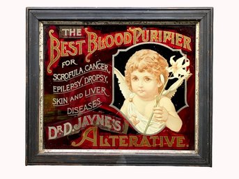 Antique Dr. D Jaynes Reverse Glass Sign