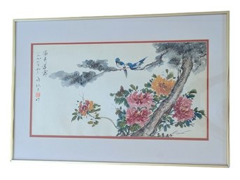 Chinese-style Print Featuring Flowers And Birds