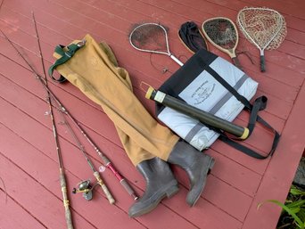 Ready To Go Fishing With Orvis Waders, Fishing Poles & Nets