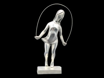 Collectible Vintage Girl Skipping Rope Sculpture By Artist Chris Petersen