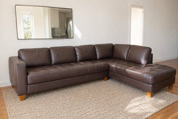 Gorgeous Modern Luxe Leather Sectional Sofa With Chaise And Tufted Cushions