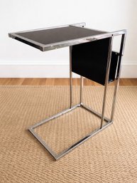 Vintage Metal & Smoked Glass C-Table Magazine Rack Side Table - Westport