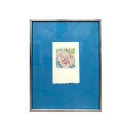 Monotype Vibrantly Colored Artist Signed Framed Behind Glass