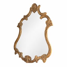 Ornate Giltwood Rococo-Style Wall Mirror  Oversized Curved Frame, 45' X 36'