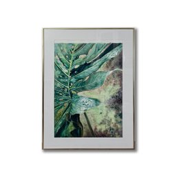Watercolor On Paper Rain Forest Leaf Artist Daniele Tzeutschler Framed Behind Glass*