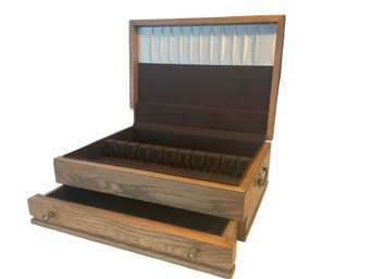 Solid Wood Silverware Box Also Good For Storing Sterling Jewelry
