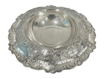 Oversized Gorham Sterling Footed Centerpiece Bowl With Repousse & Pierced Detailing
