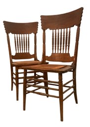 A Pair Of Beautifully Crafted Spindle Back Pressed Chairs