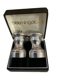 Mid Century Bloomingdales Sterling Silver Salt And Pepper Shakers In The Original Box