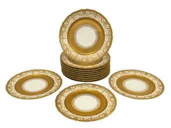 Set Of 12 William Guerin Limoges Dinner Plates-made In France