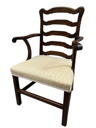 Circa 1820s Mahogany Georgian Style Ladder Back Arm Chair With Upholstered Seat